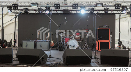 musical instruments on stage, before the open concert musical instruments on stage, before the open concert 97516807