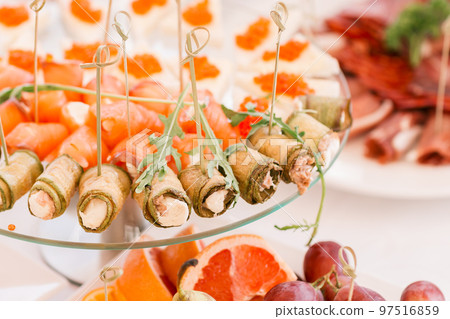 cold fish snacks on the festive table 97516859