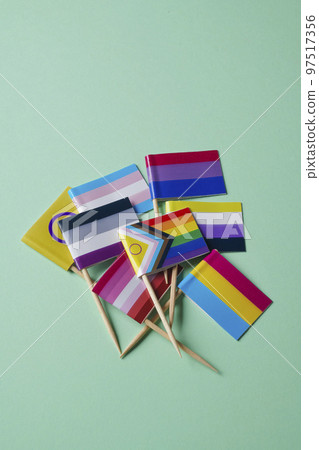 LGBTIQA flags on a brown background 97517356