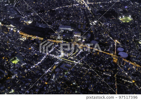 京王線明代前站附近夜間鳥瞰圖 97517396