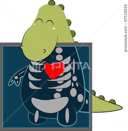 cute green dinosaur at the doctor's appointment doing fluorography cute green dinosaur at the doctor's appointment doing fluorography 97518056