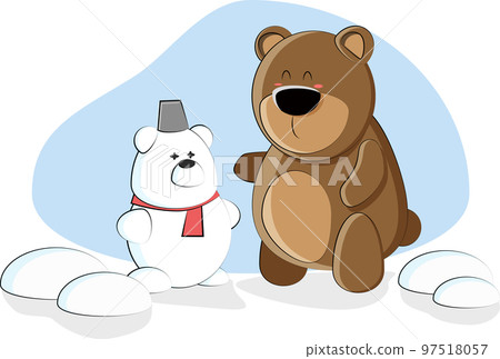 A cute bear made a copy of the snow with a red scarf A cute bear made a copy of the snow with a red scarf 97518057
