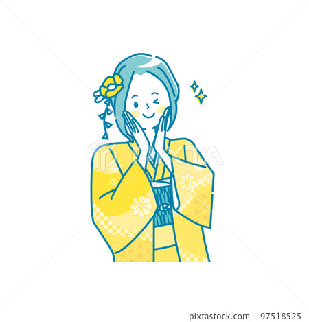 一個穿著陽光裙子的女人的插圖素材 97518525