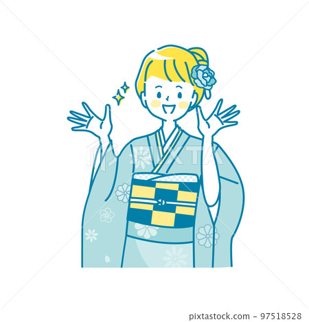 一個穿著陽光裙子的女人的插圖素材 97518528