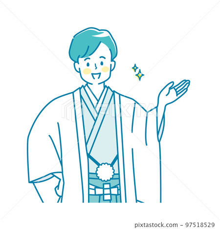 穿著袴的男人上半身的插圖素材 穿著袴的男人上半身的插圖素材 97518529
