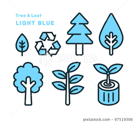 A cute and simple tree and leaf icon. Vector illustration material. A cute and simple tree and leaf icon. Vector illustration material. 97519306