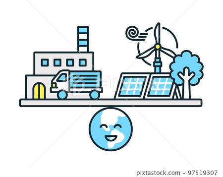 Efforts aimed at “decarbonization”. Vector illustration material of carbon neutral. Efforts aimed at “decarbonization”. Vector illustration material of carbon neutral. 97519307