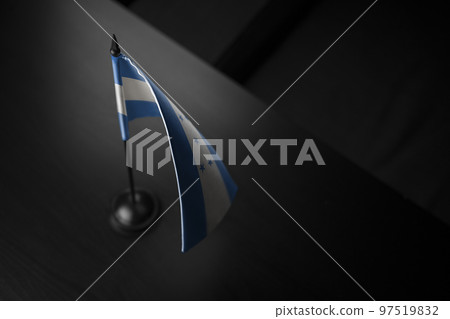 Small national flag of the Honduras on a black background 97519832