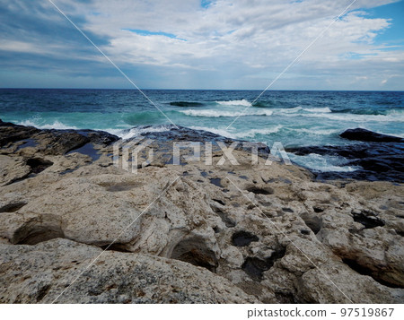 Rocky coast of the Caspian Sea. 97519867