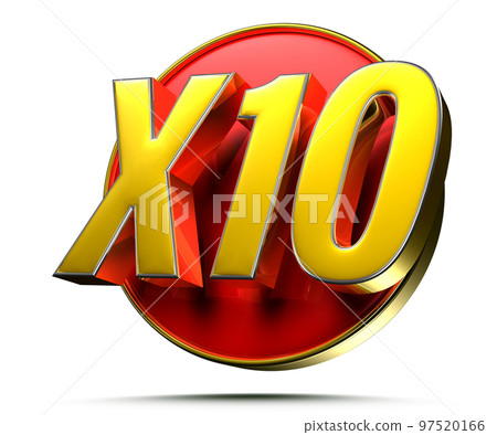 Gold X10 red circle 3D. Gold X10 red circle 3D. 97520166