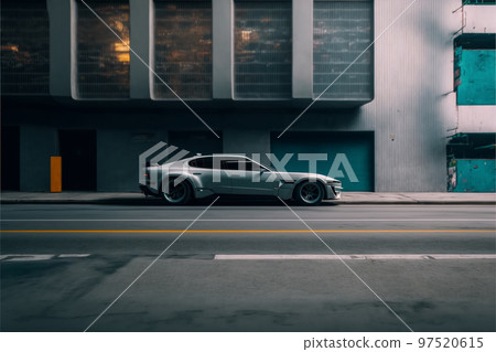 Concept art illustration of cyberpunk car Concept art illustration of cyberpunk car 97520615