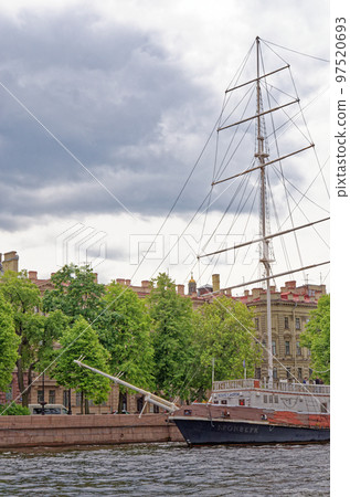 Sailing ship in St. Petersburg on river Neva Russia 97520693