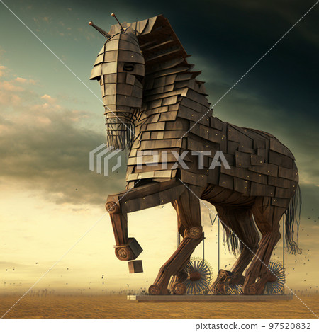 Concept art illustration of trojan horse 97520832