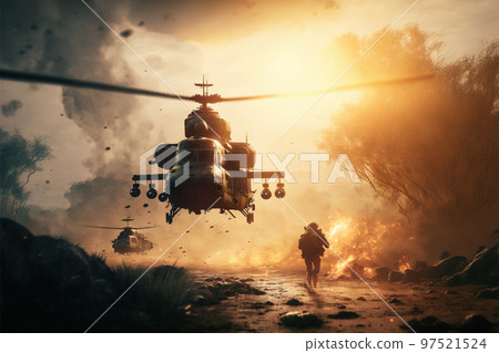Concept art illustration of war in Vietnam Concept art illustration of war in Vietnam 97521524