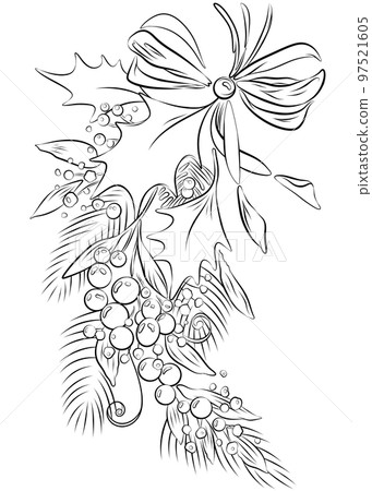 Antistress. Mistletoe christmas decoration, new year, holiday, christmas tree decoration Antistress. Mistletoe christmas decoration, new year, holiday, christmas tree decoration 97521605