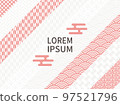 Bright red linear and dynamic Japanese pattern. Abstract background. Yagasuri and Seigaiha. 97521796