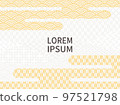 A large yellow haze with the image of gold. Abstract Japanese pattern background. Seigaiha and Yagasuri. 97521798