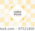 Japanese pattern abstract background and frame. A yellow checkered pattern with the image of gold. 97521800