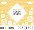 Japanese pattern abstract background with frame and floral decoration. A yellow arrow pattern with an image of gold. 97521802