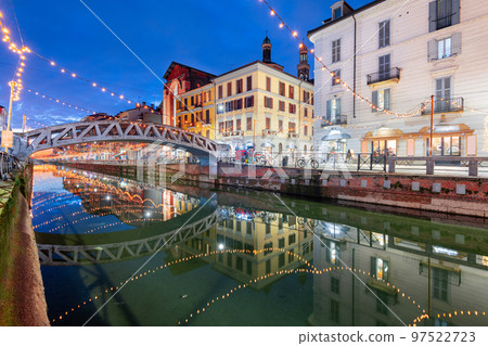 Navigli Canal, Milan, Italy at Night 97522723