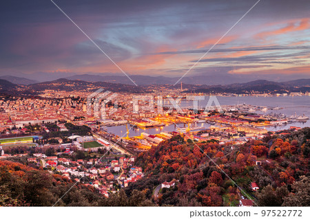 La Spezia, Italy City Skyline at Dusk 97522772