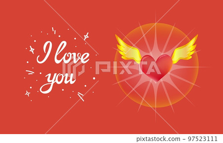 I Love You lettering with shiny winged heart 97523111