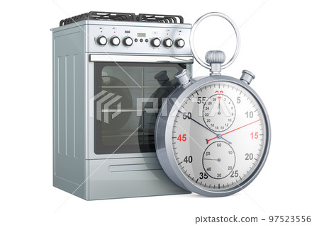Gas range with stopwatch, 3D rendering 97523556