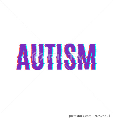 Autism awareness word poster with glitch effect 97523591