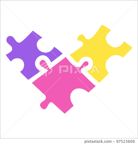 Puzzle pieces in heart shape for autism concept Puzzle pieces in heart shape for autism concept 97523608