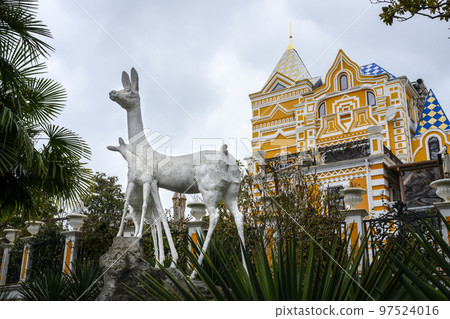 Sculpture of a Doe and a Fawn in the park of Sochi Sculpture of a Doe and a Fawn in the park of Sochi 97524016