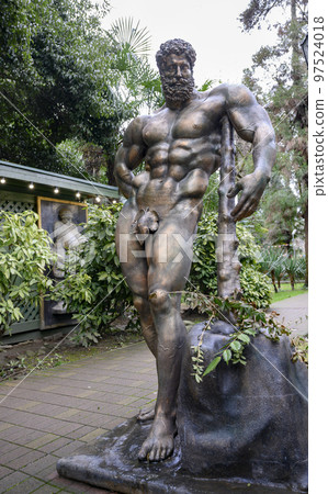 Bronze sculpture of the ancient Greek god Hercules in Sochi Park Bronze sculpture of the ancient Greek god Hercules in Sochi Park 97524018