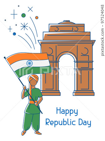 Illustration of Happy Republic Day of India. Indian national traditional holiday. 97524048
