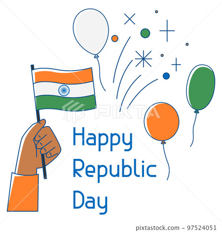 Illustration of Happy Republic Day of India. Indian national traditional holiday. 97524051
