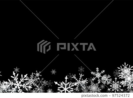Christmas background with falling snowflakes. Winter holiday background or frame with pattern of layered snow. 97524372