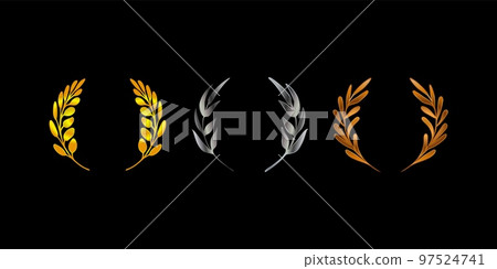 Golden, silver, bronze winner wreaths, crowns Golden, silver, bronze winner wreaths, crowns 97524741