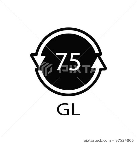 Low Lead Glass. Glass recycling code 75 GL. Vector illustration Low Lead Glass. Glass recycling code 75 GL. Vector illustration 97524806