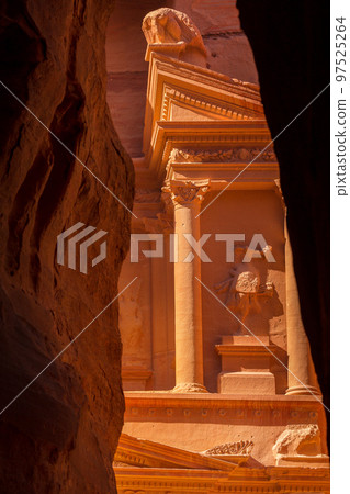 Petra, Jordan Siq, Treasury, Al Khazneh frame view 97525264