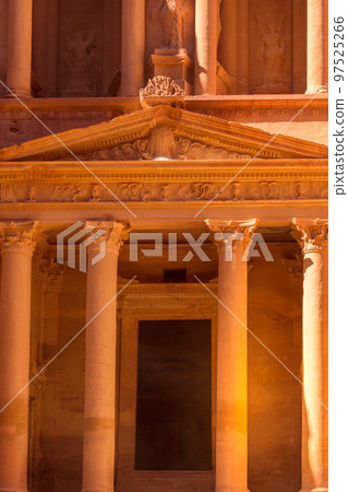 Petra, Jordan Siq, Treasury, Al Khazneh close-up 97525266