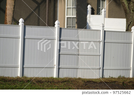 White plastic fence for back yard protection and privacy White plastic fence for back yard protection and privacy 97525662