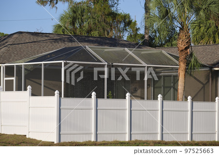 White plastic fence for back yard protection and privacy White plastic fence for back yard protection and privacy 97525663