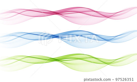Abstract color waves Set of three waves, colored abstract smoky waves 97526351
