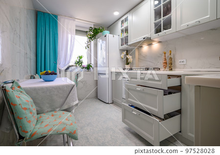 White new modern well designed kitchen interior White new modern well designed kitchen interior 97528028