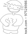 Sketch illustration of a boy suffering from stomachache 97528986