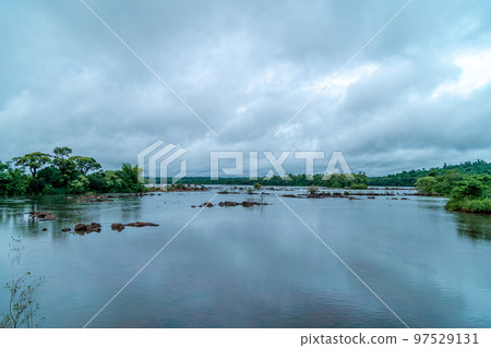 Iguazu Falls on the border of Brazil and Argentina in South America. the largest waterfall system on Earth Iguazu Falls on the border of Brazil and Argentina in South America. the largest waterfall system on Earth 97529131