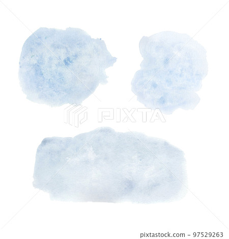 Set Blue spots isolated on white background. Watercolor hand drawn illustration. Texture for backgrounds 97529263