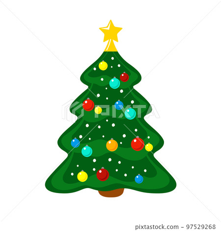Decorated Christmas tree. Vector illustration. Flat. Vector illustration. Decorated Christmas tree. Vector illustration. Flat. Vector illustration. 97529268