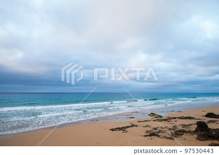 Beach of Porto Santo island, landscape photo. Madeira, Portugal 97530443