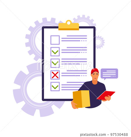 Customs clearance concept. Orders worldwide shipment service agreement. Vector illustration. Flat. 97530488