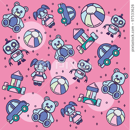 Seamless pattern background with toy icons Vector 97533626