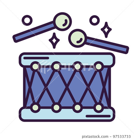 Isolated cute drum musical instrument toy icon Vector 97533733
